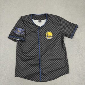 Golden State Warriors Jersey Mens Large Black NBA Basketball Button Front